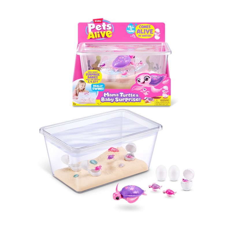 giocattolo pets alive mamma tartaruga e tartarughina multicolore