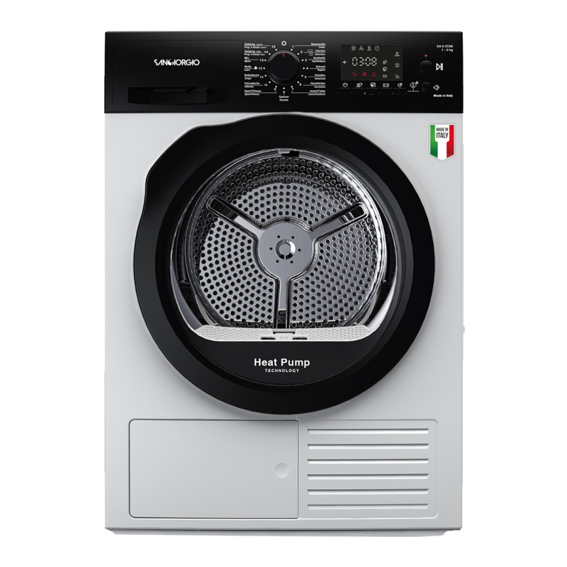 asciugatrice sangiorgio sdr8i libera installazione 8kg/pompa di calore/a+++/bianco