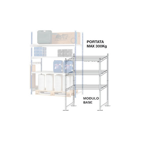 scaffale 3 ripiani in metallo 100x60cm - h200cm kit iniziale