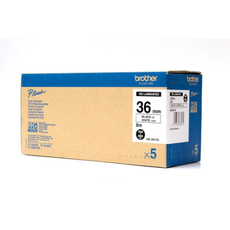 nastro brother hg da 36mm 5pz. nero bianco [hge261v5]