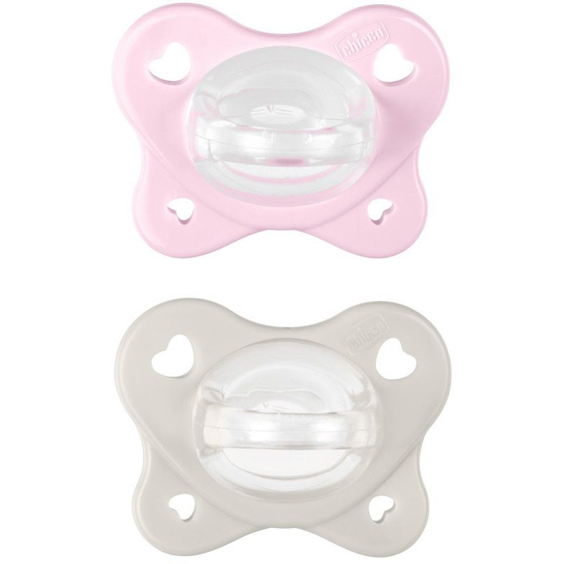 succhietto chicco dual soft bambina 2/6 mesi rosa 2pz