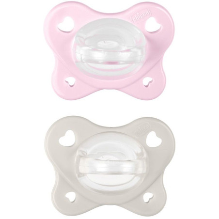 succhietto chicco dual soft bambina 2/6 mesi rosa 2pz