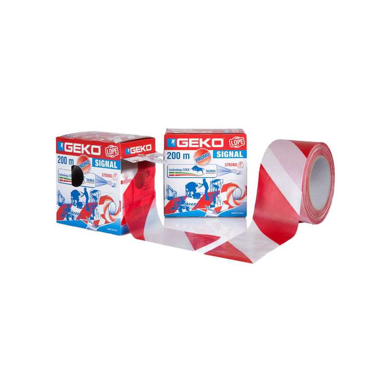 nastro segnaletico geko signal 200/25 70mmx200m bianco/rosso 3pz