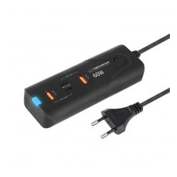 caricabatterie esperanza da muro 2xusb-c/2xusb-a 60w nero