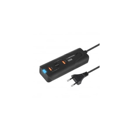 caricabatterie esperanza da muro 2xusb-c/2xusb-a 60w nero