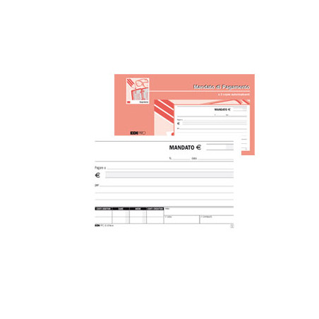 Blocco mandato di pagamento edipro 9,9x17cm 50x2fg autoricopiante