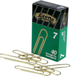 Clips leone 40 pz. n7 75 mm super giganti ottonate [fo7]