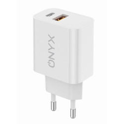 alimentatore da rete onyx cm1 usb-c + usb-a 20w bianco [20w