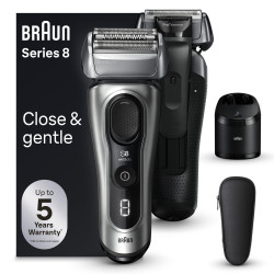 rasoio elettrico braun series 8 8567cc bagnato e asciutto argento/nero