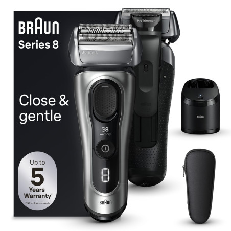 rasoio elettrico braun series 8 8567cc bagnato e asciutto argento/nero