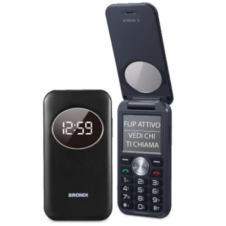 cellulare brondi window flip 2 2" 32gb/800mah/dual sim/nero