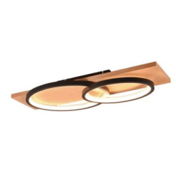 plafoniera a led trio barca 30w 3500lm 3000k ip20 nero opaco/legno