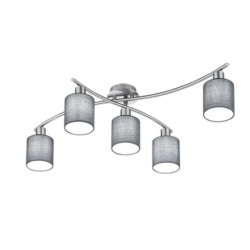 lampada da soffitto a led trio garda e14 ip20 25w 5 luci grigio/nichel