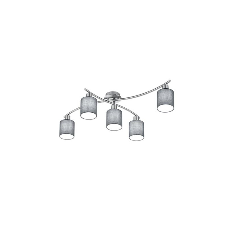 lampada da soffitto a led trio garda e14 ip20 25w 5 luci grigio/nichel