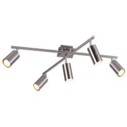 plafoniera a led trio marley 5 faretti 35w gu10 ip20 nichel opaco
