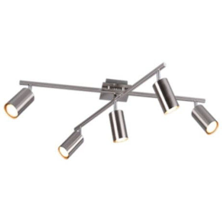 plafoniera a led trio marley 5 faretti 35w gu10 ip20 nichel opaco