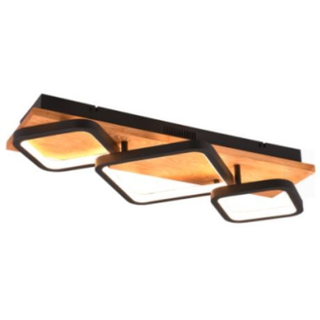 plafoniera a led trio rama 32w 3800lm 3000k ip20 nero opaco/legno