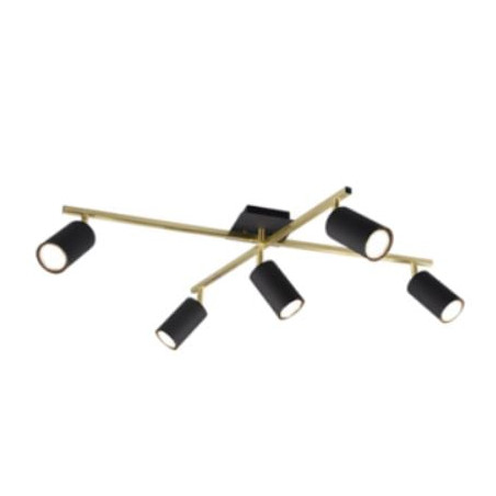 plafoniera led trio marley 5xgu10 35w ip20 nero/oro [612400580]
