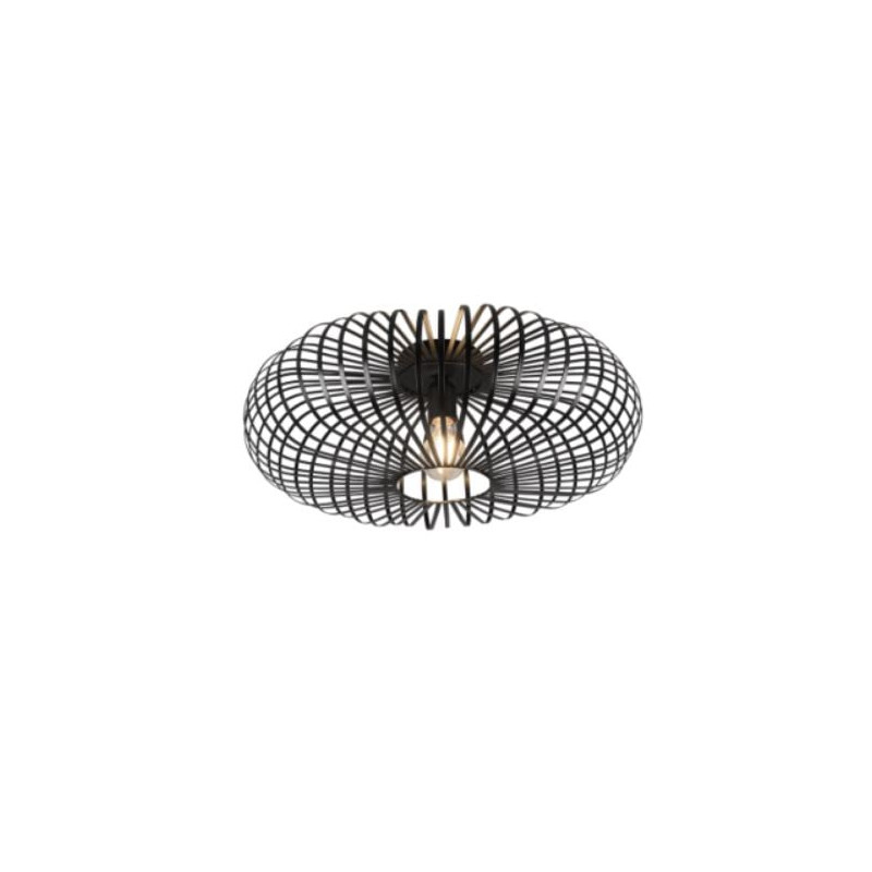 plafoniera a led trio johann in metallo e27 60w ip20 50cm nero opaco