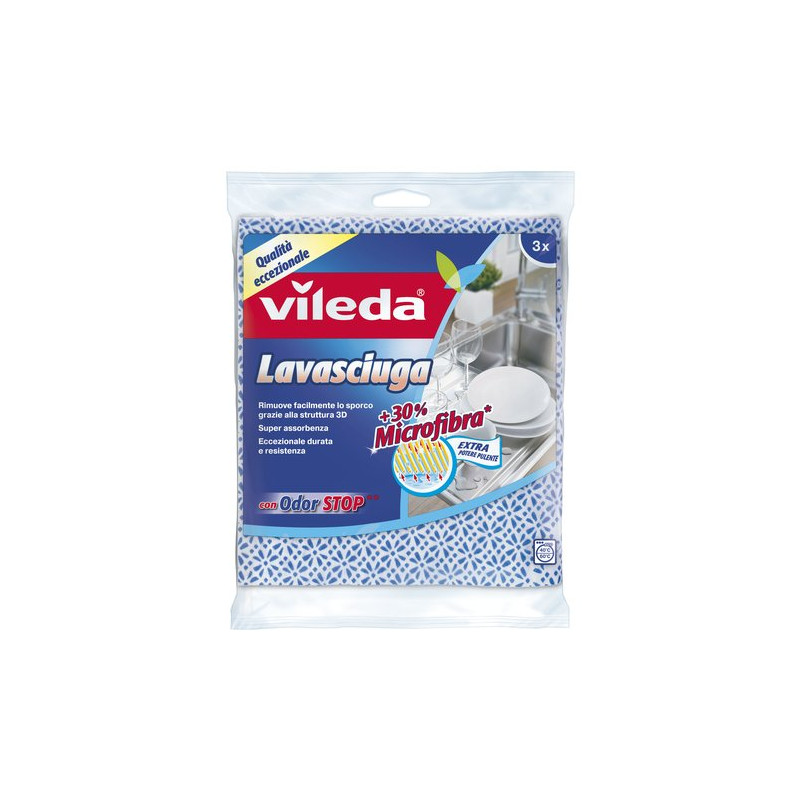 panni pulizia vileda multiuso lavasciuga cm 36x34 3 pz [vileda]