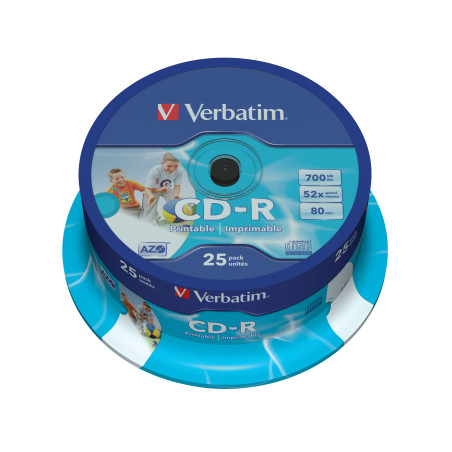 confezione cd-r verbatim cdr stampab.52x 80 25pcs [43439/25]
