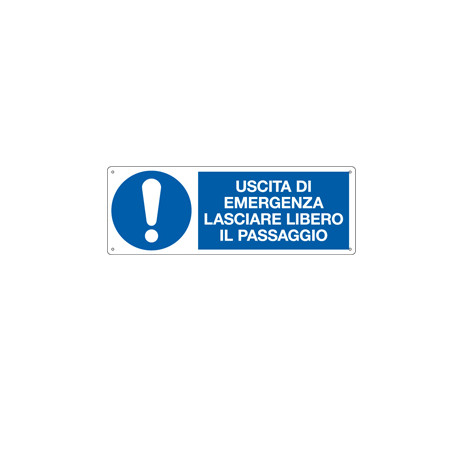 cartello alluminio 35x12,5cm 'uscita di emergenza lasciare libero