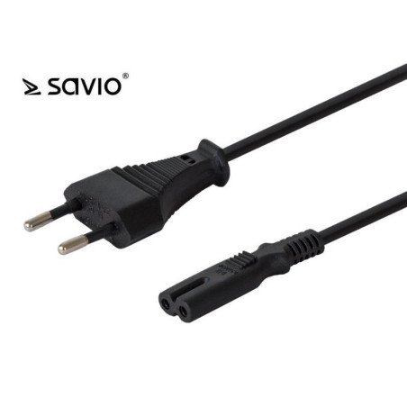 cavo alimentazione savio (2-pin f - euro m 1 2 m black color)