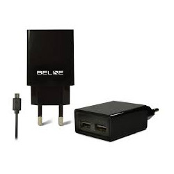 alimentatore da rete beline 2xusb + cavo microusb nero [azbintlbeli0011]