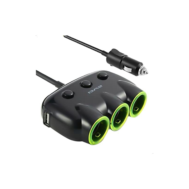 adattatore accendisigari auto awei c-35 2 x usb nero/verde [asawerawe000024]