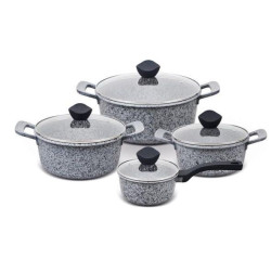 batteria di pentole promis granito 8pz grigio/nero [gr/set]