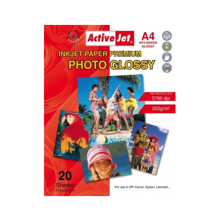 Carta fotografica activejet 20 fogli a4 200gr ap4-200g20 [expacjpap0010]