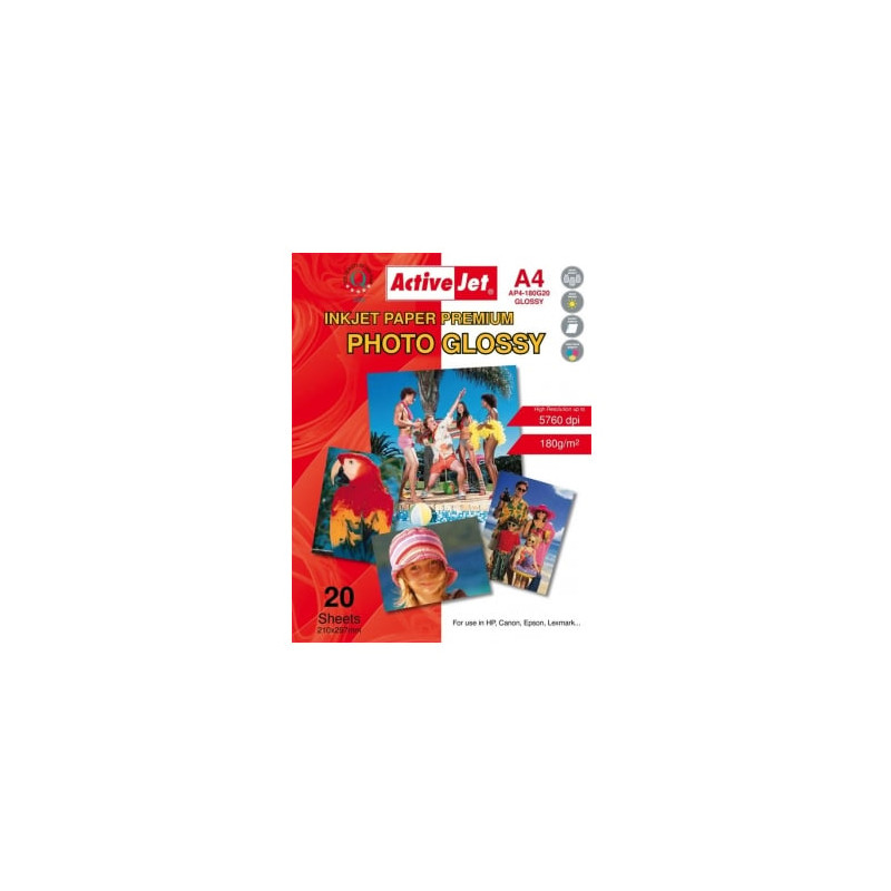 Carta fotografica activejet a4 ap4-180g20c 20 fogli 180g/m2 [expacjpap0009]