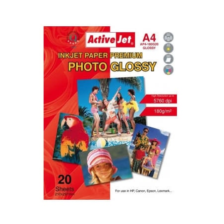 Carta fotografica activejet a4 ap4-180g20c 20 fogli 180g/m2 [expacjpap0009]