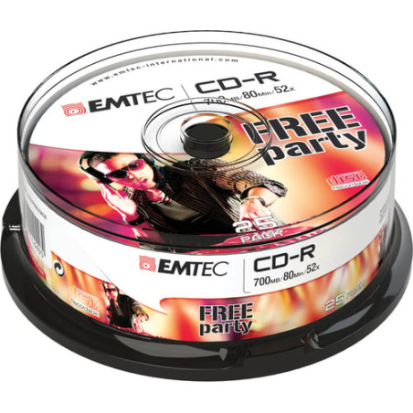 Confezione cd-r emtec 700mb 25pcs 52x cake new packaging [ecoc802552cb]