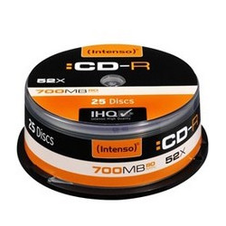 confezione cd-r intenso 700mb 25pcs cakebox "printable inkjet"