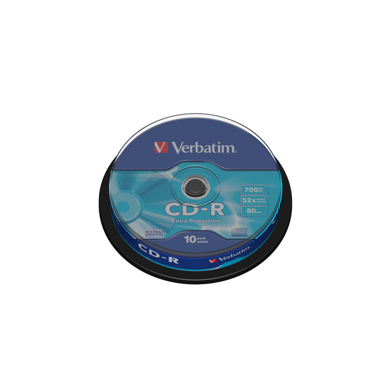 confezione cd-r verbatim 700mb 10pcs pack 52x spindel extra protection