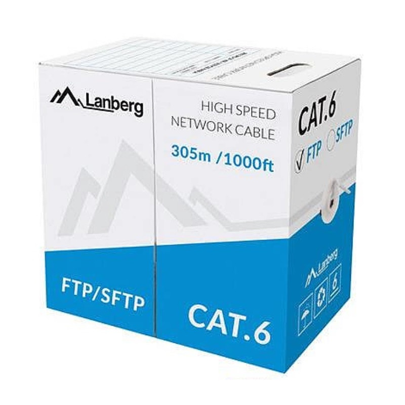 cavo di rete in matassa lanberg ftp cu, cat. 6, 305m, grigio [lcf6-11cu-0305-s]
