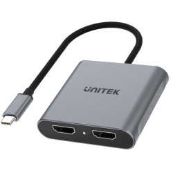 adattatore usb unitek usb-c to 2x hdmi 4k 60hz grigio [v1404b]