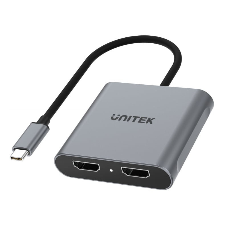 adattatore usb unitek usb-c to 2x hdmi 4k 60hz grigio [v1404b]