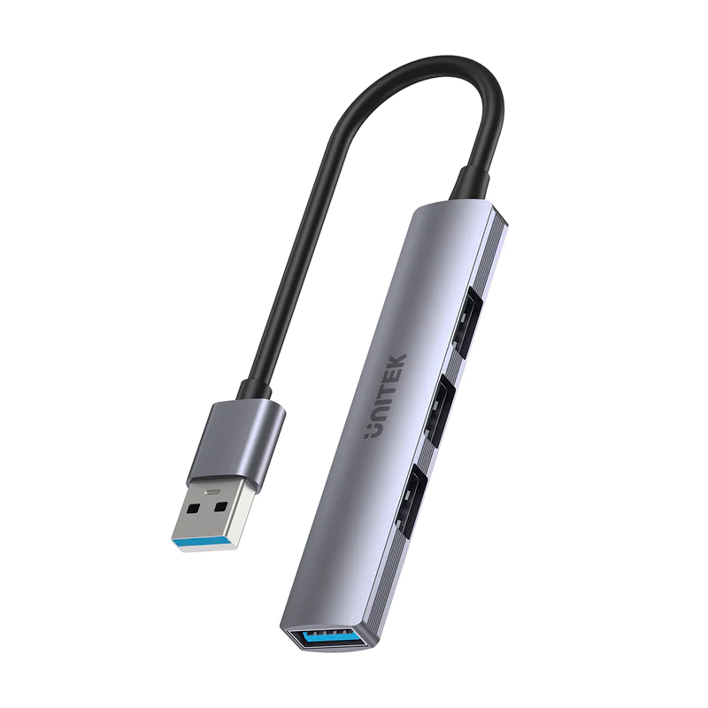 hub usb unitek h1208a 3xusb-a 480mbps/1xusb-a 5gbps grigio