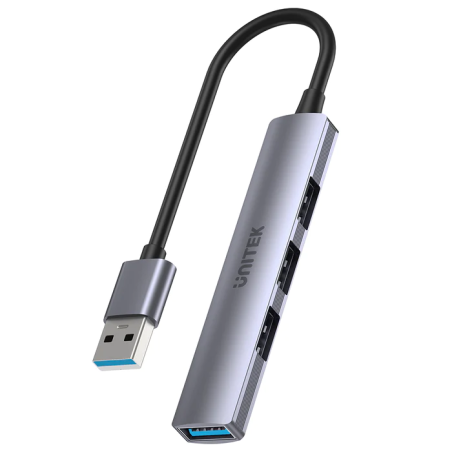 hub usb unitek h1208a 3xusb-a 480mbps/1xusb-a 5gbps grigio
