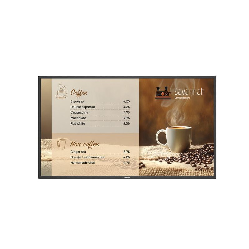 monitor digital signage led 43'' philips 43bdl6017p 4k uhd