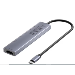hub usb-c unitek 7w1 pd 100w hdmi 2.0 argento [h1124agy01]
