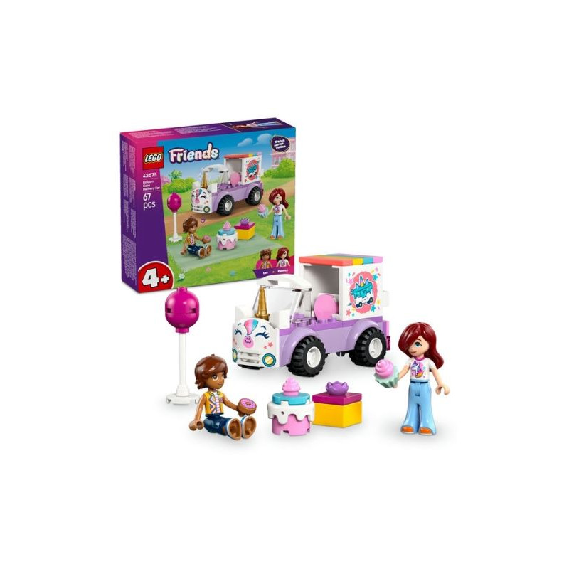 kit di costruzione lego auto per consegna della torta unicorno multicolore