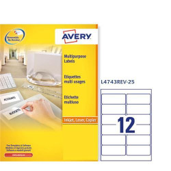 etichette avery laser bianche rimovibili l4743rev-2 5fogli (12