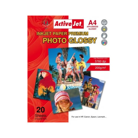 carta fotografica activejet 20 fogli a4 200gr ap4-200g20 [expacjpap0010]