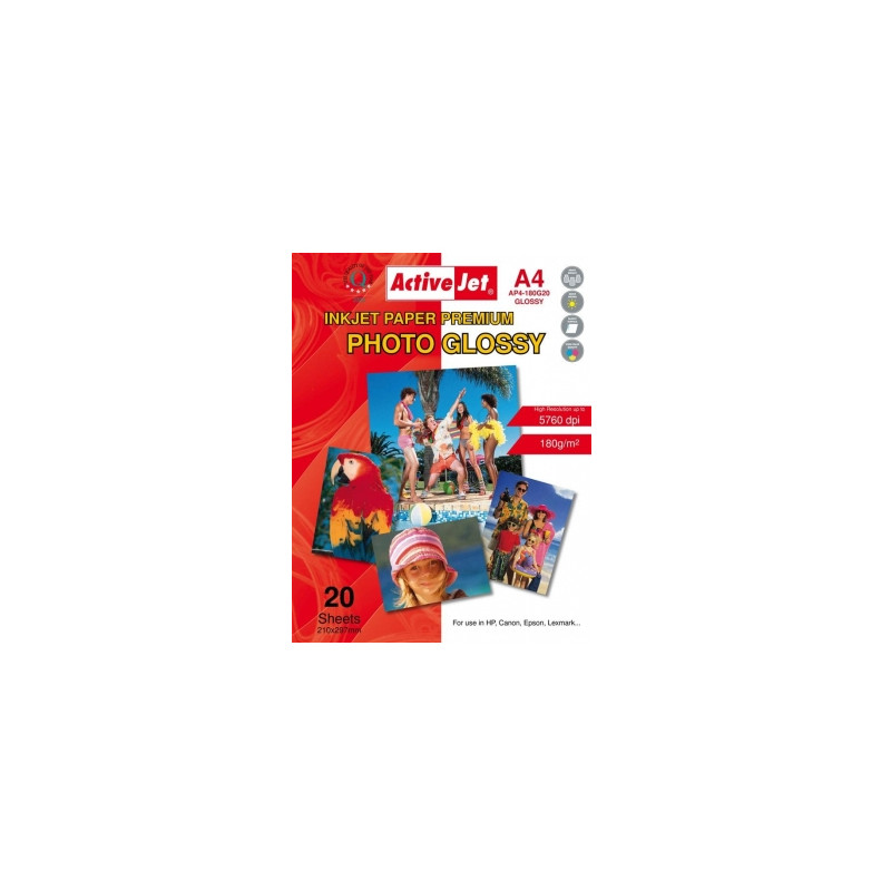 carta fotografica activejet a4 ap4-180g20c 20 fogli 180g/m2 [expacjpap0009]
