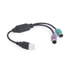 adattatore gembird da usb a ps2 0.30m nero [uaps12-bk]