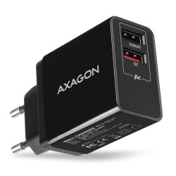 alimentatore da rete axagon 2 porte usb tipo-a/f 24w nero [acu-qs24]