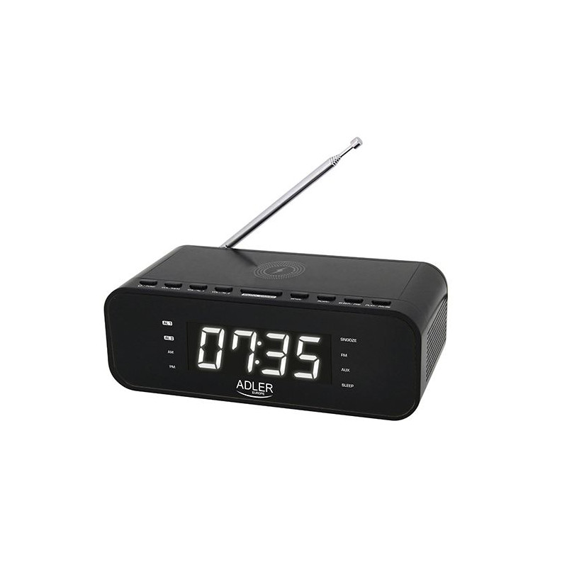 radiosveglia adler ad1192b con caricabatterie wireless nero [ubadlrbad1192b0]